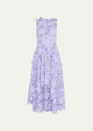 Floral Guipure Lace Midi Dress