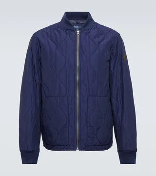 Cotton-blend quilted bomber jacket