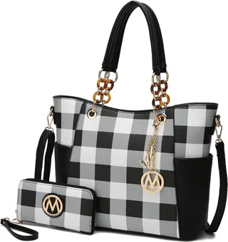 Bonita Checker Tote Handbag for Women's