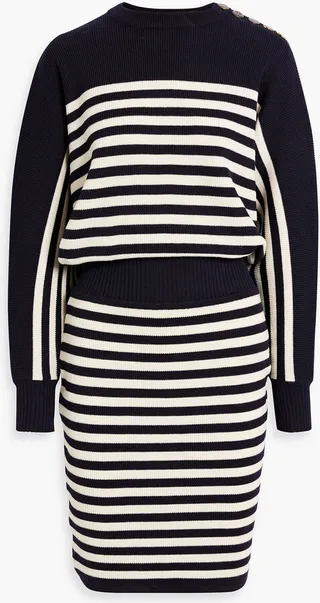 Striped ribbed wool dress