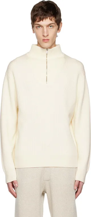 Theory White Lamar Sweater