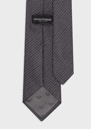 Tie in two-toned herringbone pure silk jacquard