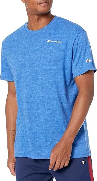 Champion Graphic Powerblend Big Logo Short Sleeve Tee (Ebony Heather) Men's Clothing