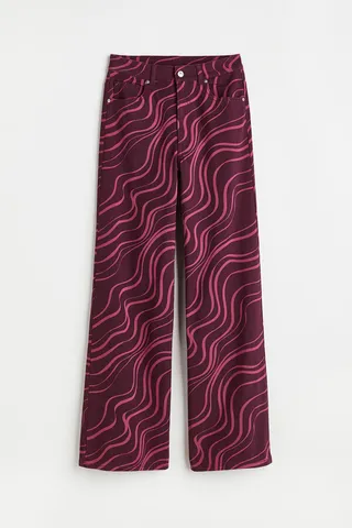 Wide-leg Twill Pants