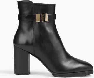 Buckled leather ankle boots