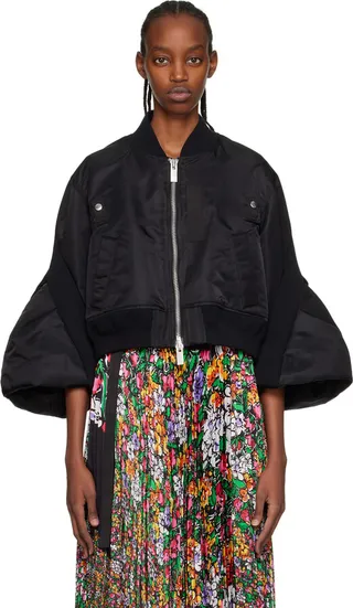 sacai Black Padded Bomber Jacket