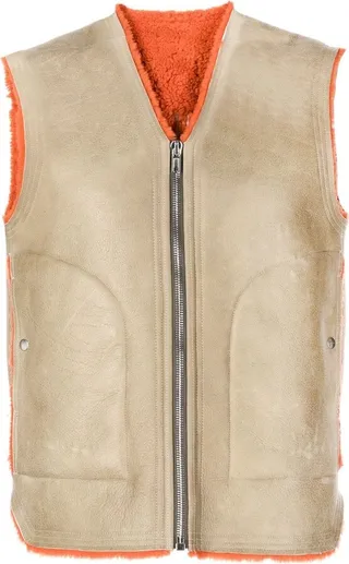 Zipped Shearling Vest