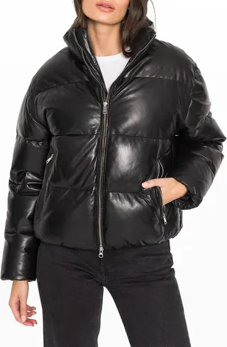 Iris Leather Puffer Jacket
