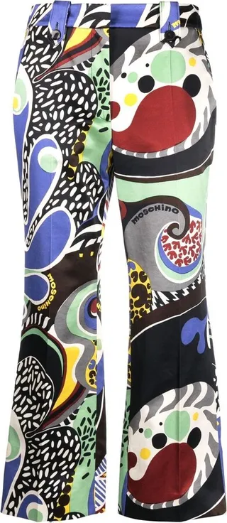 Graphic-Print Cropped Trousers