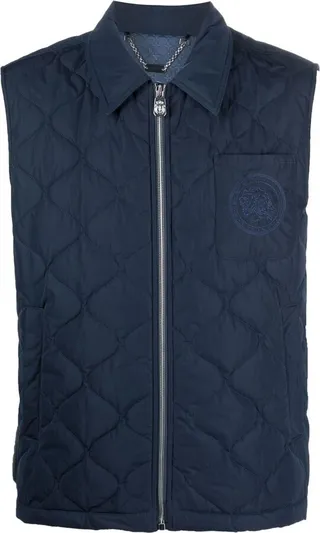 Embroidered-Logo Quilted Gilet