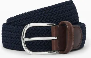 Andersons Basic Stretch Solid Woven Elastic Belt in Navy
