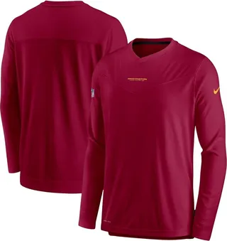 Men's Nike Burgundy Washington Football Team Sideline Coaches Performance Long Sleeve V-Neck T-shirt