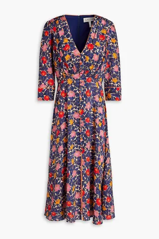 Eve printed silk crepe de chine midi dress