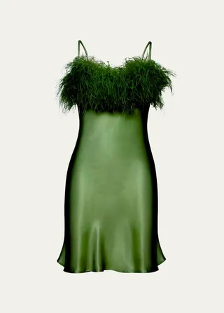 Boheme Feather-Trim Mini Dress