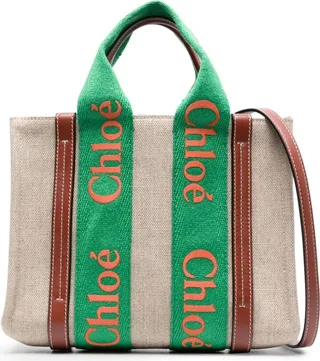 Neutral Woody Mini Linen Tote Bag
