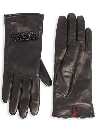 VLogo Signature Leather Gloves