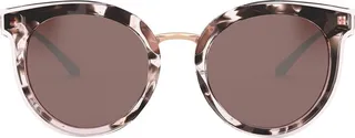Transparent-Trim Tortoiseshell Round Sunglasses