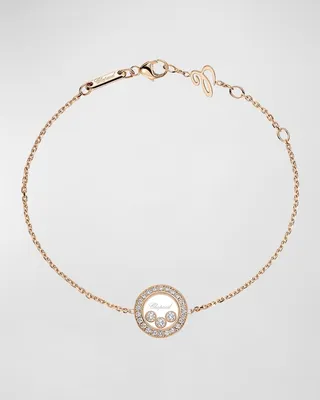 Happy Heart 18K Rose Gold Diamond Bracelet