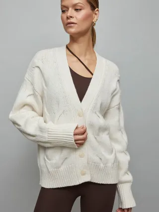 Chunky Button-Front Cardigan - Ivory