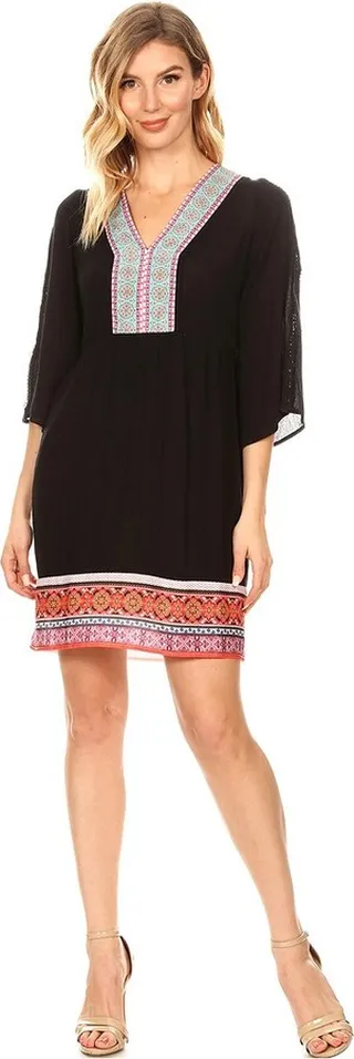 Women's Gabrielle Embroidered Dress Black X Large - White Mark