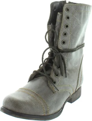 Troopa Womens Lace Up Lace-Up Combat Boots