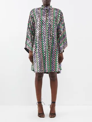 Diamond-sequinned Mini Dress