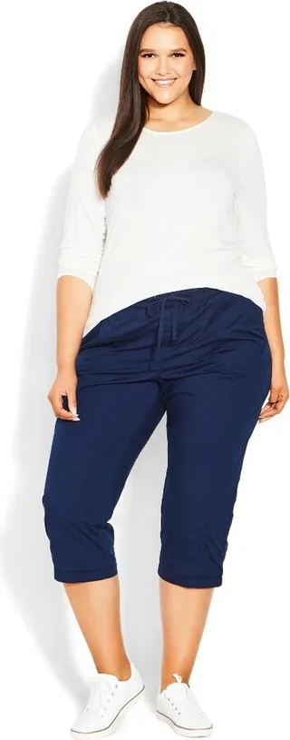 EVANS | Women's Plus Size Cotton Roll Up Capri - navy - 14W