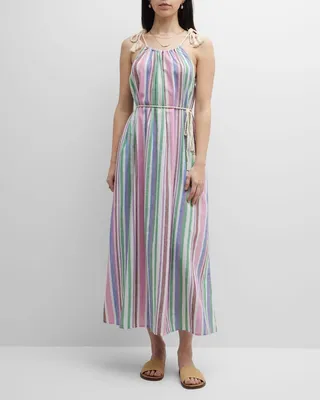 Esme Tasseled Sleeveless Striped Maxi Dress
