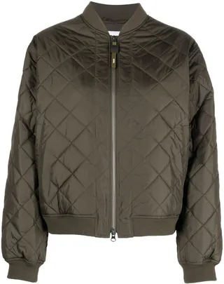Quilted-Finish Zipped-Up Bomber Jacket
