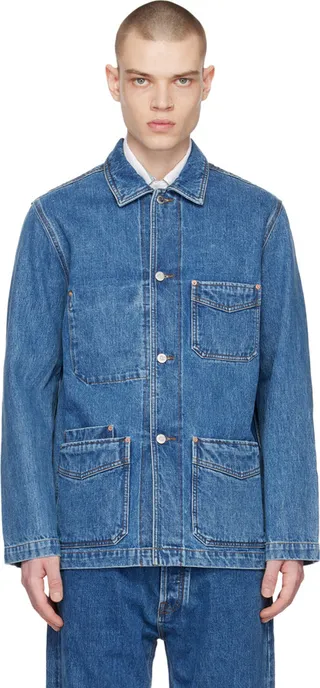 Drake's Blue Chore Denim Jacket