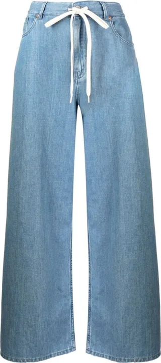 Drawstring Wide-Leg Jeans