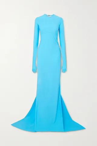 Balenciaga - Open-back Stretch-jersey Gown - Blue