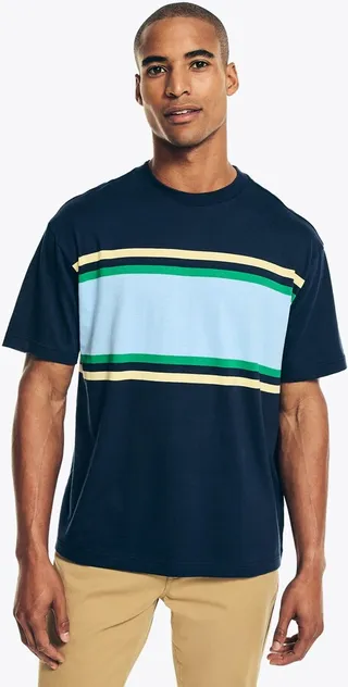 Chest-Stripe Crewneck T-Shirt