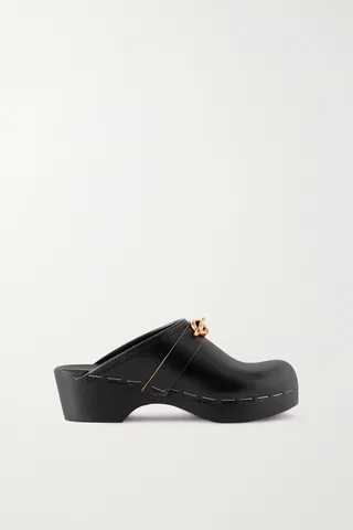 SAINT LAURENT - Le Maillon Embellished Leather Clogs - Black