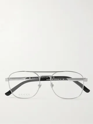 Aviator-Style Silver-Tone Optical Glasses
