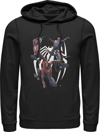 Men's Marvel Gamerverse Spider-Man Trio Pull Over Hoodie - Black - 2X Large