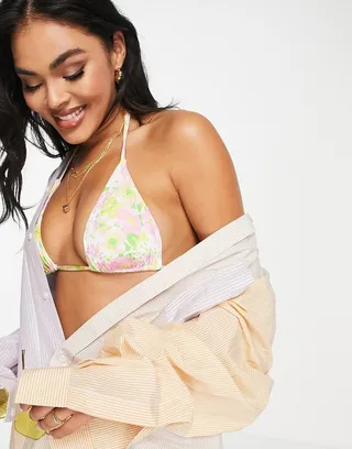 ASOS DESIGN mix and match triangle bikini top in mixed ditsy floral print