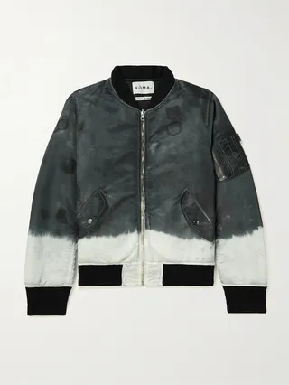 Hand-Dyed Padded Nylon-Shell Bomber Jacket