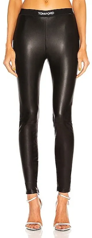TOM FORD Leather Logo Waist Legging in Black