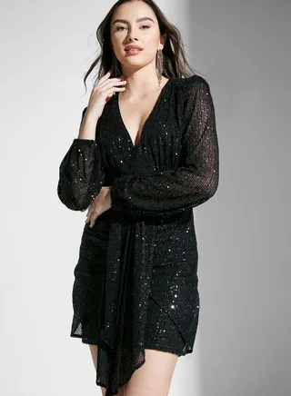 V - Neck Tie Detail Dress