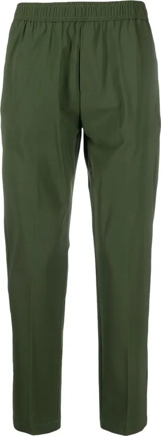 Elasticated-Waistband Tapered Trousers