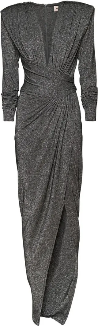 Viscose jersey & lurex midi wrap dress