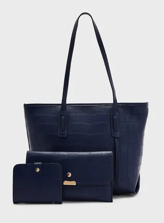 3 Piece Croc Tote Handbag Set