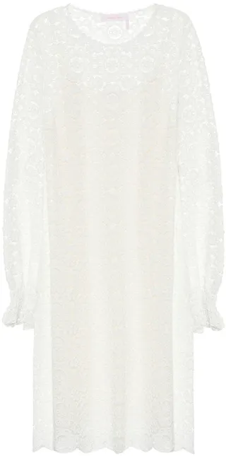 Lace-trimmed cotton-blend minidress
