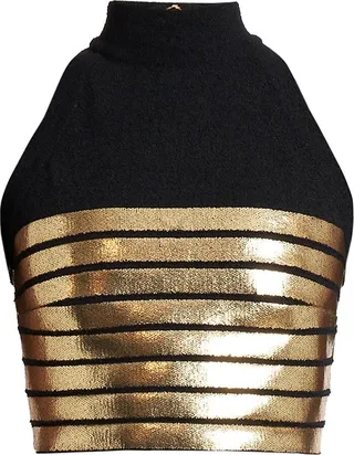 Cropped Striped Knit Top