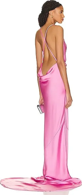 Norma Kamali Cross Back Bias Gown in Pink