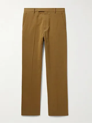 Elijah Straight-Leg Cotton and Silk-Blend Trousers