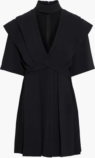 Didje cutout pleated crepe mini dress