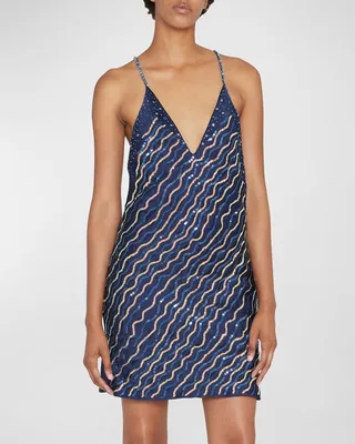 Wavy Sequin Mini Dress