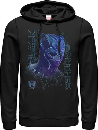 Men's Marvel Black Panther 2018 3D Pattern Pull Over Hoodie - Black - Large